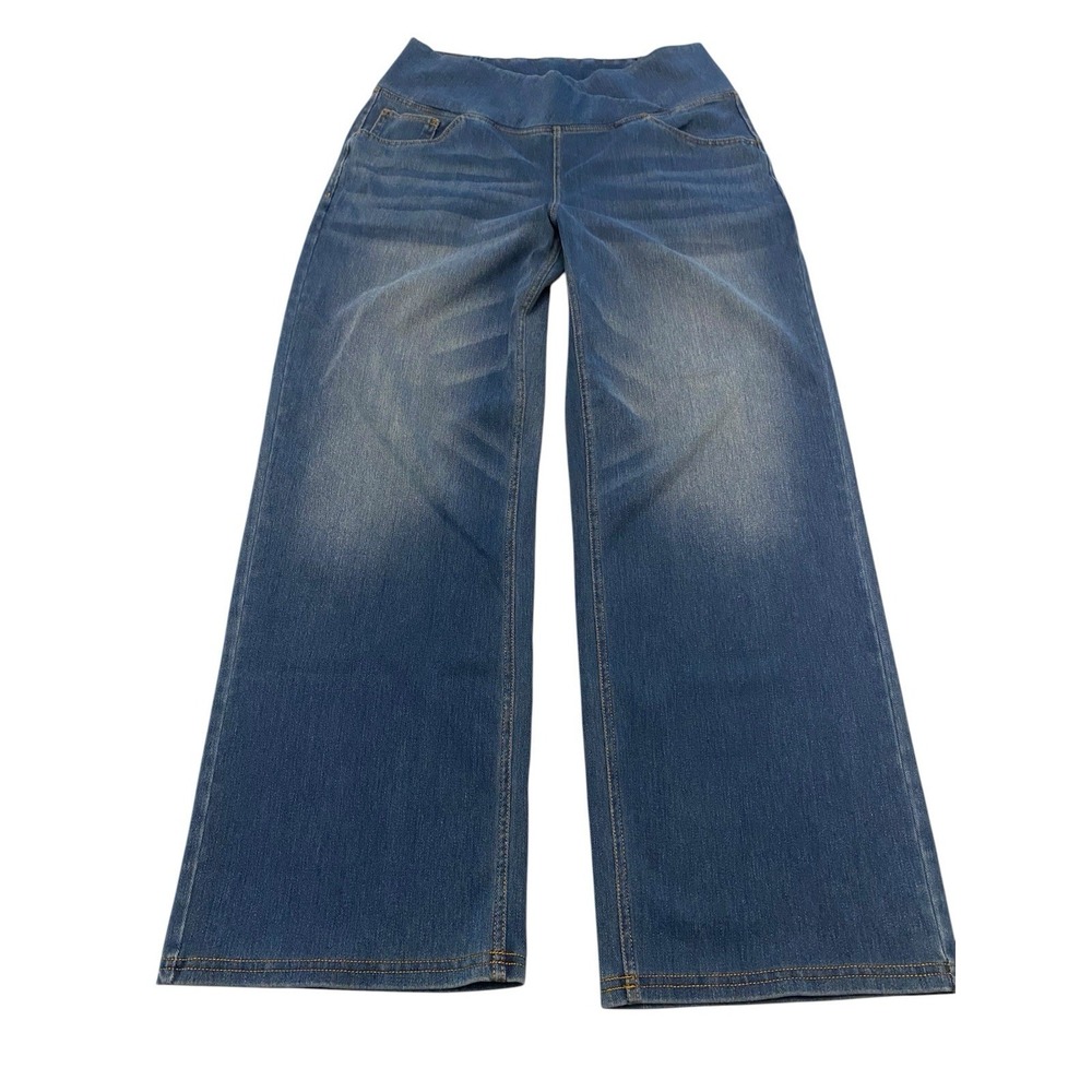 Halara Women's High Waisted Wide Leg Denim Leggings Jeans Blue Size L Petite